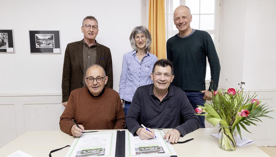 Grï¿ï¾¼ndung Trï¿ï¾¤gerverein Sternen Thayngen, v.l. Walter Scheiwiller, Heidi Vogelsang, Daniel Brï¿ï¾¼schweiler, Stefan Imthurn, Andreas Schiendorfer, Mittwoch, 11.03.2026, Thayngen (Roger Hofstetter/Schaffhauser N