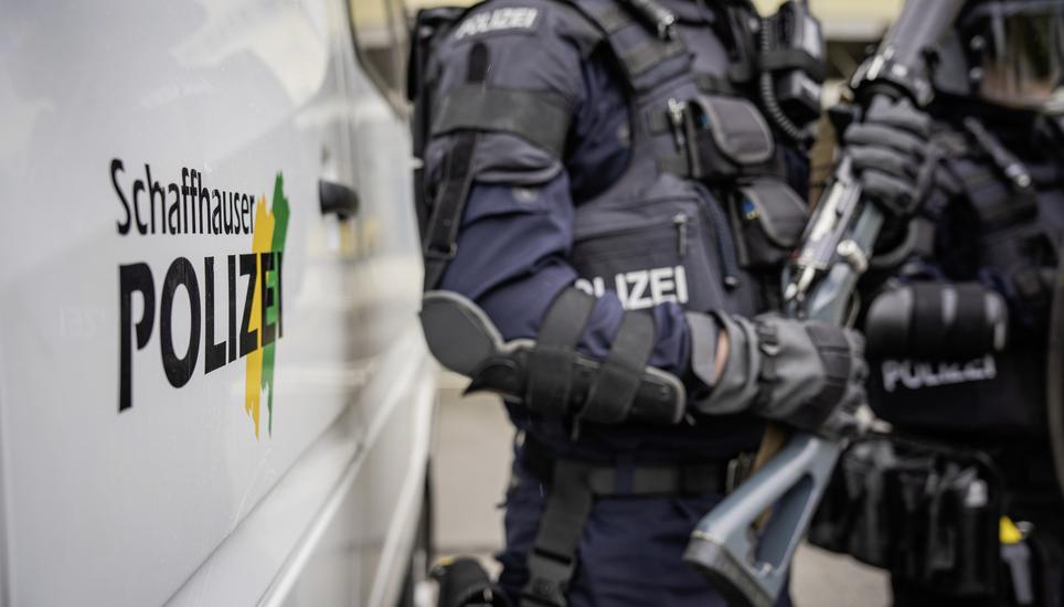 Schaffhauser Polizei Ordnungsdienst, fotografiert am Montag, 22. April 2024 in Schaffhausen (Lea Biedermann / Schaffhauser Nachrichten)