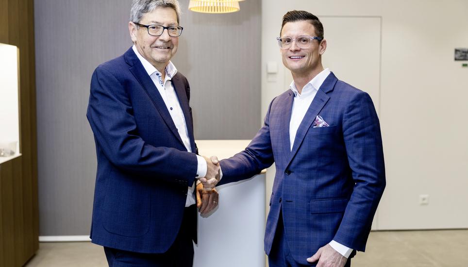 Andreas Pally (Vorsitzender der Geschï¿ï¾¤ftsleitung): Abschiedsinterview, Clientis Spar- und Leihkasse Thayngen, v.l. Andreas Pally, Adrian Rosenberger, Donnerstag, 19.02.2026, Thayngen (Roger Hofstetter/Schaffhauser Nachricht