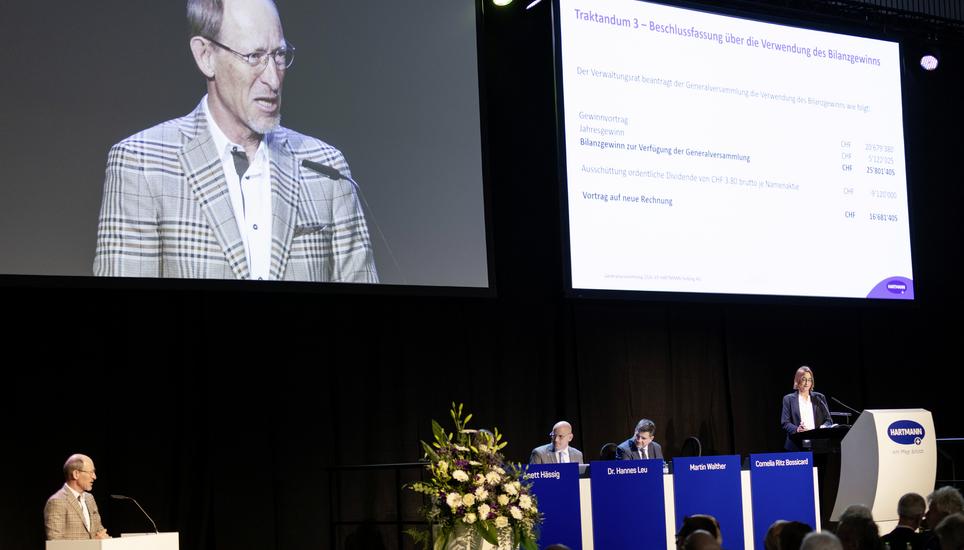Generalversammlung der IVF Hartmann Holding AG, unten-links: Erhard Lee-Aktionï¿ï¾¤r, Dienstag, 14.04.2026, Neuhausen am Rheinfall (Roger Hofstetter/Schaffhauser Nachricht