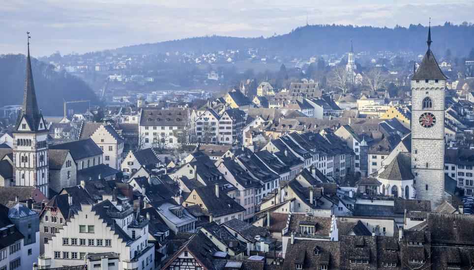 Blick vom Munot auf die Stadt Schaffhausen , fotografiert am Freitag, 17. Januar 2020. (Melanie Duchene / Schaffhauser Nachrichten)