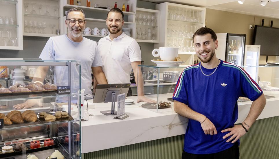 Al Taglio - Barcaffe & Barbiere, v.l. Antonio Gentile, Matteo Gentile, Tommaso Gentile, Mittwoch, 17.06.2026, Schaffhausen (Roger Hofstetter/Schaffhauser Nachrichten)