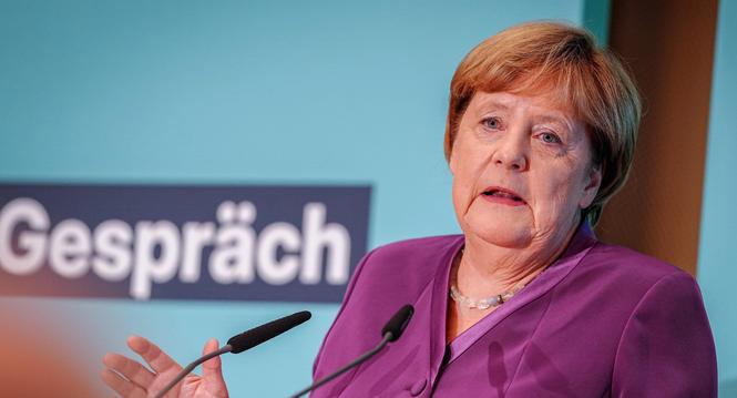 25.09.2024, Berlin: Angela Merkel (CDU) spricht beim Berliner GesprÃ¤ch Spezial zum 70. Geburtstag der frÃ¼heren Bundeskanzlerin. Foto: Kay Nietfeld/dpa +++ dpa-Bildfunk +++ (KEYSTONE/DPA/Kay Nietfeld)