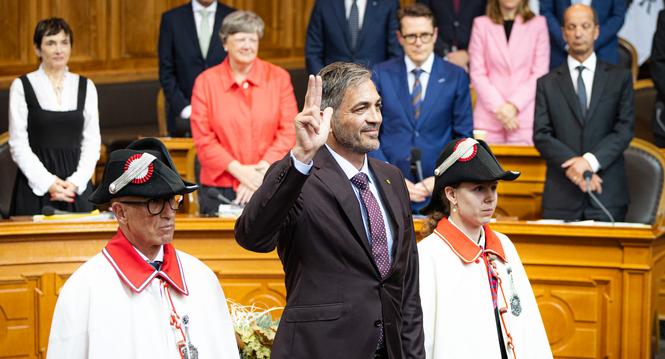 Severin BrÃ¼ngger auf seinem Weg nach Bern zur Vereidigung zum StÃ¤nderat, fotografiert am Montag, 08. September 2025, in Schaffhausen / Bern. (Roberta Fele / Schaffhauser Nachrichten)
