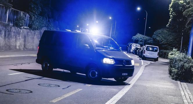 Auf Nachtpatroullie mit der Schaffhauser Polizei, fotografiert am Freitag, 09. Mai 2025, in Schaffhausen. (Roberta Fele / Schaffhauser Nachrichten)