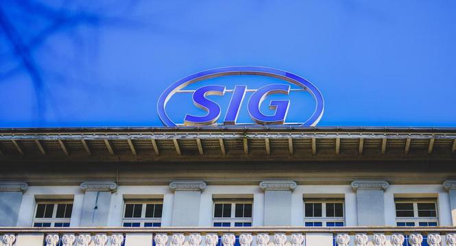 SIG Logo in Neuhausen, am Freitag, 10. Februar 2023. (Melanie Duchene / Schaffhauser Nachrichten)