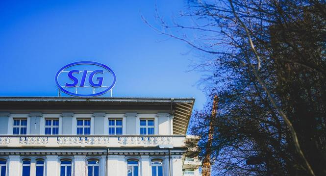 SIG Logo in Neuhausen, am Freitag, 10. Februar 2023. (Melanie Duchene / Schaffhauser Nachrichten)