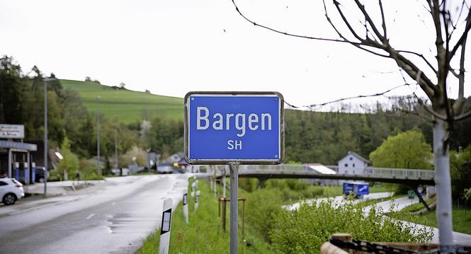 Ortsschild am Eingang von Bargen, fotografiert am Dienstag, 16. April 2024 in Bargen SH (Lea Biedermann / Schaffhauser Nachrichten)