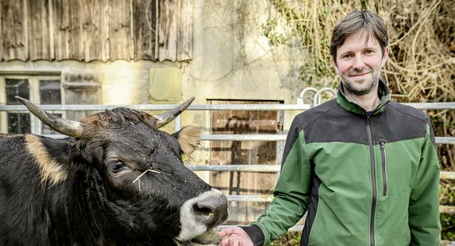Portrait und Interview von Kilian Baumann, Grï¿ï¾¼nen Nationalrat und Bauer, auf seinem Biohof in Suberg, am Montag, 25. November 2024. (Melanie Duchene / Schaffhauser Nachricht