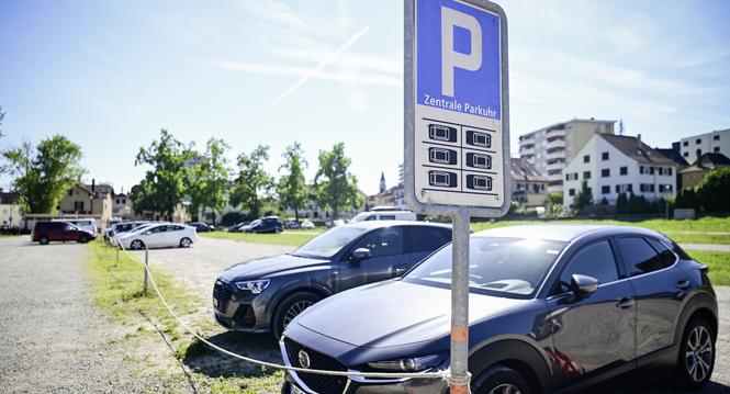 Blick auf den Parkplatz Burgunwiese, am Montag, 25 August 2025. (Melanie Duchene / Schaffhauser Nachrichten)