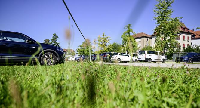 Blick auf den Parkplatz Burgunwiese, am Montag, 25 August 2025. (Melanie Duchene / Schaffhauser Nachrichten)