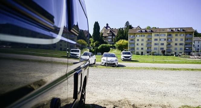 Blick auf den Parkplatz Burgunwiese, am Montag, 25 August 2025. (Melanie Duchene / Schaffhauser Nachrichten)