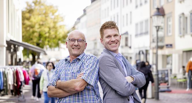 Streitgesprï¿ï¾¤ch zwischen Markus Leu (SVP) und Christian Mundt (FDP) zum Rahmenkredit, fotografiert am Dienstag, 16. September 2025, in Schaffhausen. (Roberta Fele / Schaffhauser Nachricht