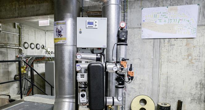 Blick in die Energiezentrale an der Falkenstrasse, ï¿ï¾bergabestation, am Dienstag, 14. Januar 2025. (Melanie Duchene / Schaffhauser Nachricht