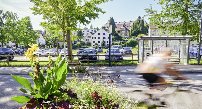 Blick auf den Parkplatz Burgunwiese, am Montag, 25 August 2025. (Melanie Duchene / Schaffhauser Nachrichten)