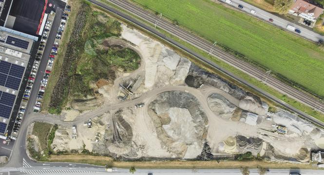 Drohnenbild vom Reyclingplatz fï¿ï¾¼r Baumaterial, Eckert Beringen, am Dienstag, 21. Oktober 2025. (Melanie Duchene / Schaffhauser Nachricht