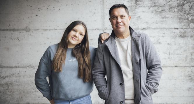 Alex Blunschi und Tochter Lorine, fotografiert am Mittwoch, 04. Februar 2026, in Flurlingen. (Roberta Fele / Schaffhauser Nachrichten)