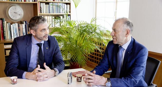 Streitgesprï¿ï¾¤ch mit Hannes Germann und Severin Brï¿ï¾¼ngger (lnks im Bild) zum Thema Individualbesteuerung, Freitag, 13.02.2026 (Roger Hofstetter/Schaffhauser Nachr