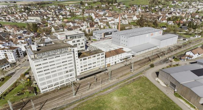 Blick auf das Knorrli Areal und Unilever in Thayngen, am Mittwoch, 02. April 2025. (Melanie Duchene / Schaffhauser Nachrichten)
