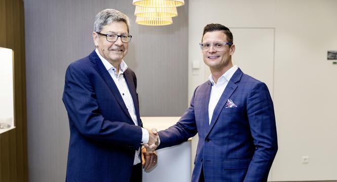Andreas Pally (Vorsitzender der Geschï¿ï¾¤ftsleitung): Abschiedsinterview, Clientis Spar- und Leihkasse Thayngen, v.l. Andreas Pally, Adrian Rosenberger, Donnerstag, 19.02.2026, Thayngen (Roger Hofstetter/Schaffhauser Nachricht