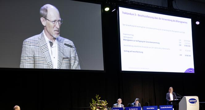 Generalversammlung der IVF Hartmann Holding AG, unten-links: Erhard Lee-Aktionï¿ï¾¤r, Dienstag, 14.04.2026, Neuhausen am Rheinfall (Roger Hofstetter/Schaffhauser Nachricht