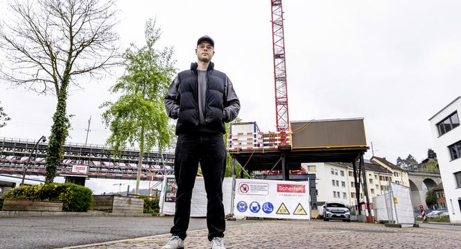 Maurice Corbach, Rhykantine wird wegen Baustelle kleiner aufgebaut, Dienstag, 14.04.2026, Schaffhausen (Roger Hofstetter/Schaffhauser Nachrichten)