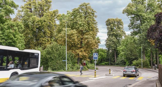 An der Steigstrasse Richtung Breite soll Tempo 30 entstehen, am Montag, 27. Juni, 2022. (Melanie Duchene / Schaffhauser Nachrichten)