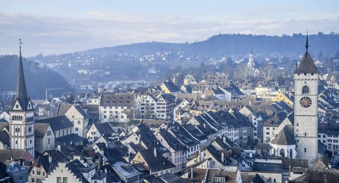 Blick vom Munot auf die Stadt Schaffhausen , fotografiert am Freitag, 17. Januar 2020. (Melanie Duchene / Schaffhauser Nachrichten)