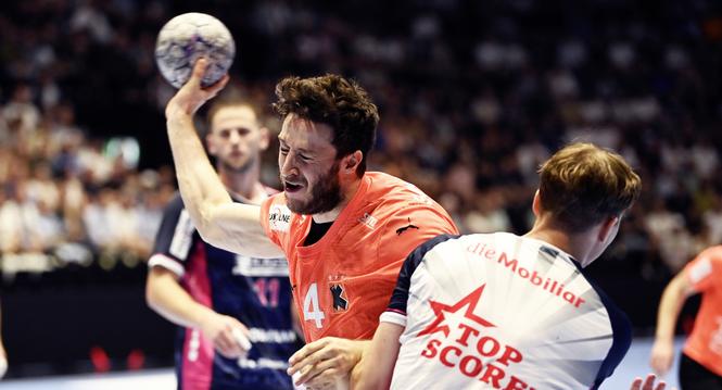 Kriens, 27.05.2026. Handball, Playoff-Final 2026. HC Kriens-Luzern - Kadetten Schaffhausen. Spiel 2. 
Lukas Saueressig (links, Kadetten). 
Copyright: FOTO Wagner / Alexander Wagner