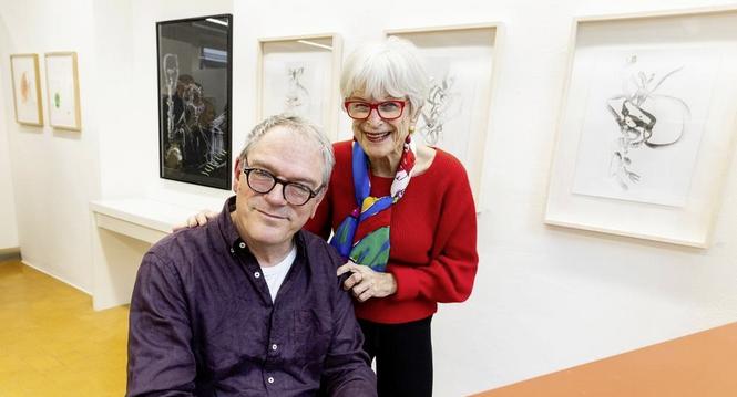 Linda Graedel, Vernissage, v.l. Thomas Silvestri, Linda Graedel, Freitag, 15.05.2026, Schaffhausen (Roger Hofstetter/Schaffhauser Nachrichten)