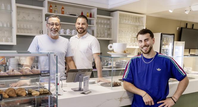 Al Taglio - Barcaffe & Barbiere, v.l. Antonio Gentile, Matteo Gentile, Tommaso Gentile, Mittwoch, 17.06.2026, Schaffhausen (Roger Hofstetter/Schaffhauser Nachrichten)
